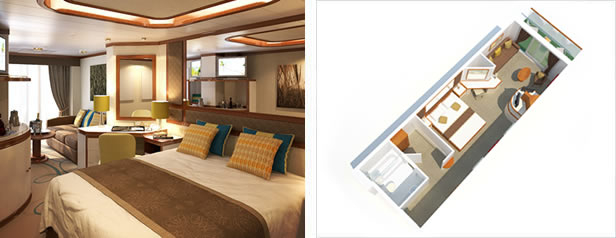 Superior Deluxe Balcony Stateoom with Bath/Shower (CC)