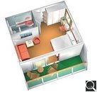 Golden (outside twin with balcony) (9D)