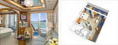 Mini-suite with balcony and bath.
