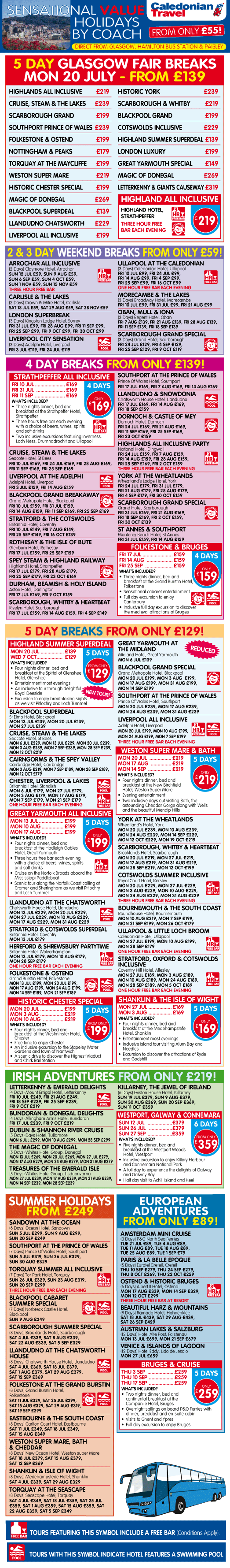Sensational VALUE Holidays By Coach From Only �55!